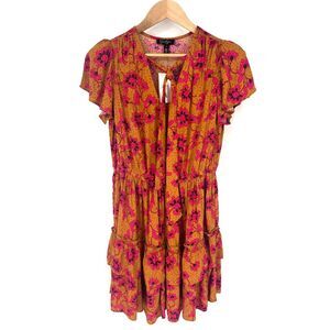 JESSICA SIMPSON Reina Dress Women Size‎ S Floral Short Sleeve Short Ruffle NWT